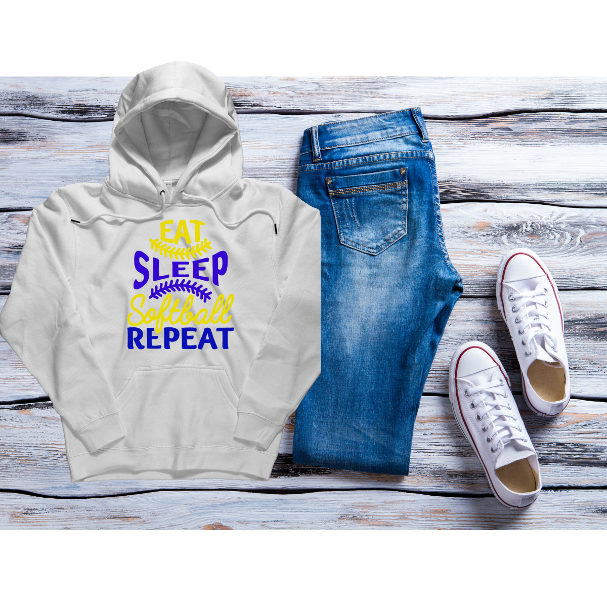 Eat Sleep Softball Repeat Hoodie
